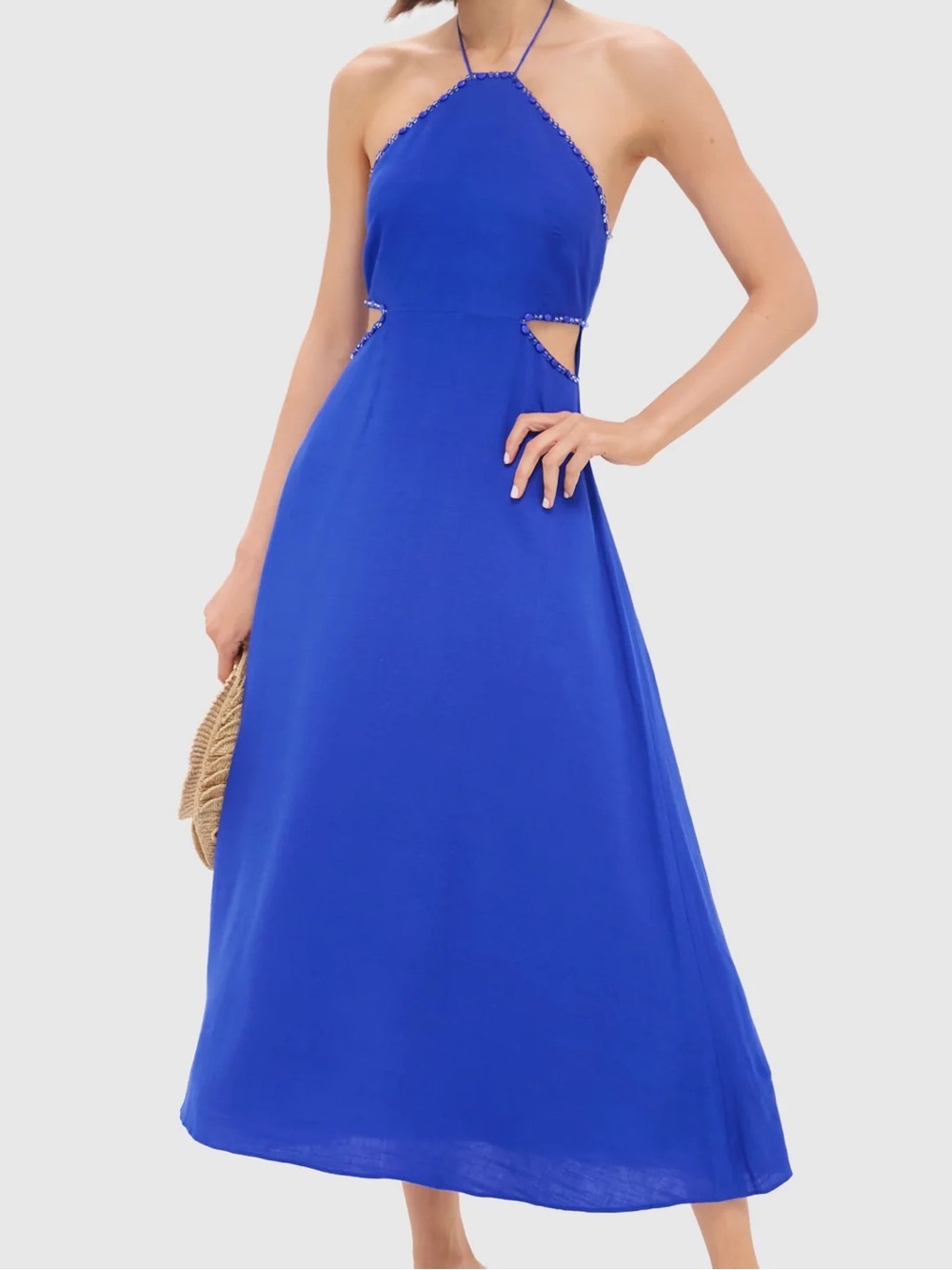 NWT Hyacinth House Royal Blue Beaded Azure Midi Dress, Size Small